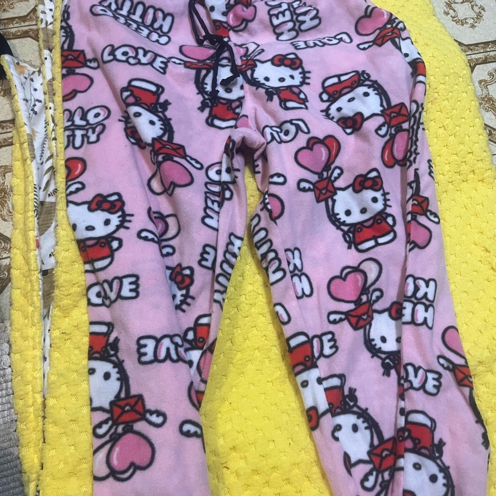 Hello Kitty Pink and White Fleece Pants